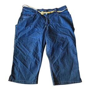 Riders by Lee Women's Plus Size 22W Blue Cropped Denim Jeans Gold Belt capri‎